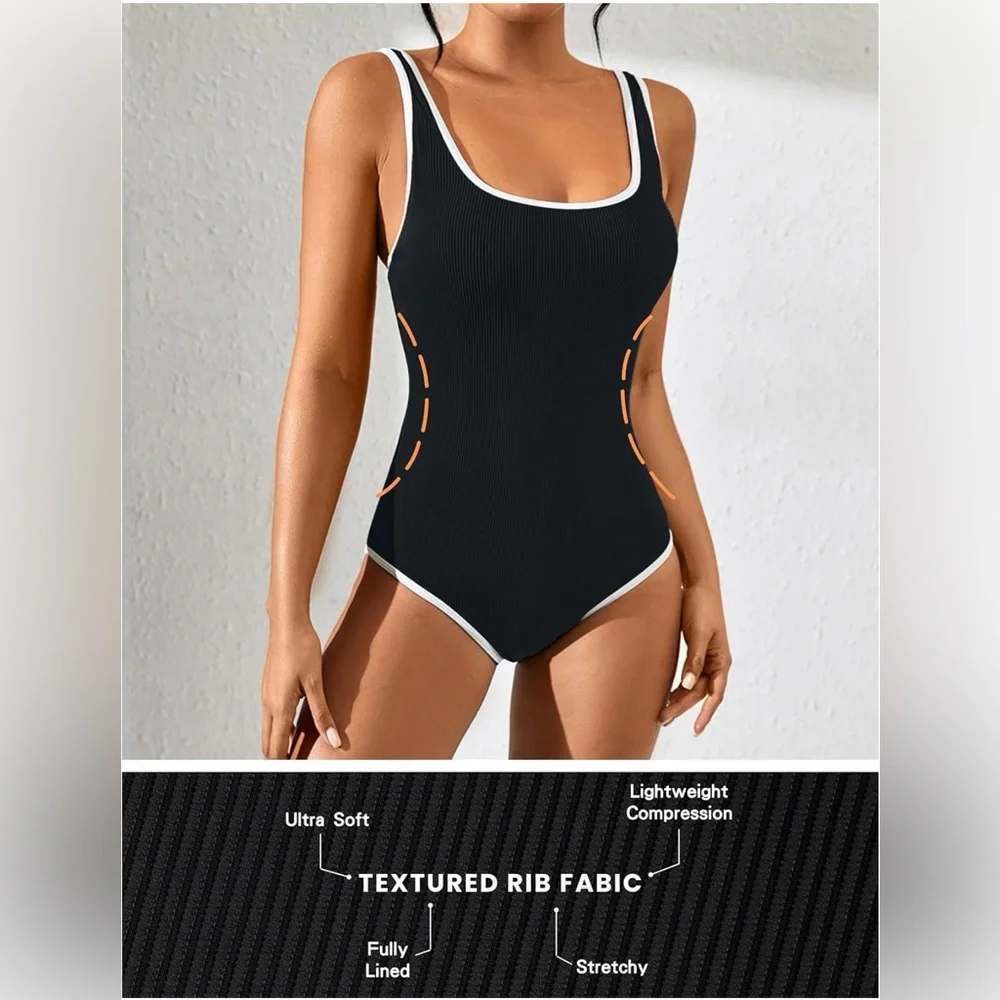 Blooming Jelly Sophisticated Black and White One-Piece Swimsuit - Picture 3 of 7